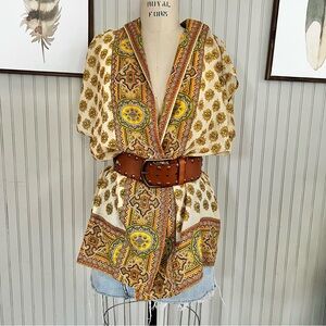 Vintage Boho Indie Paisley Print Breezy Kimono Cardigan